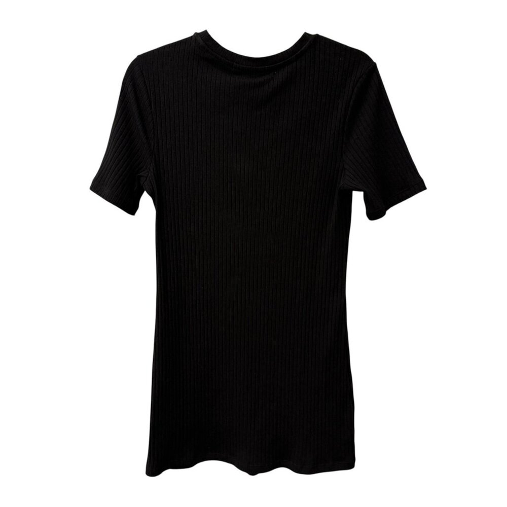 SANCTUARY BLACK DRESS RIBBED STRETCH BODYCON MINI SIZE XL MINIMALIST NEW $79 - Picture 2 of 6